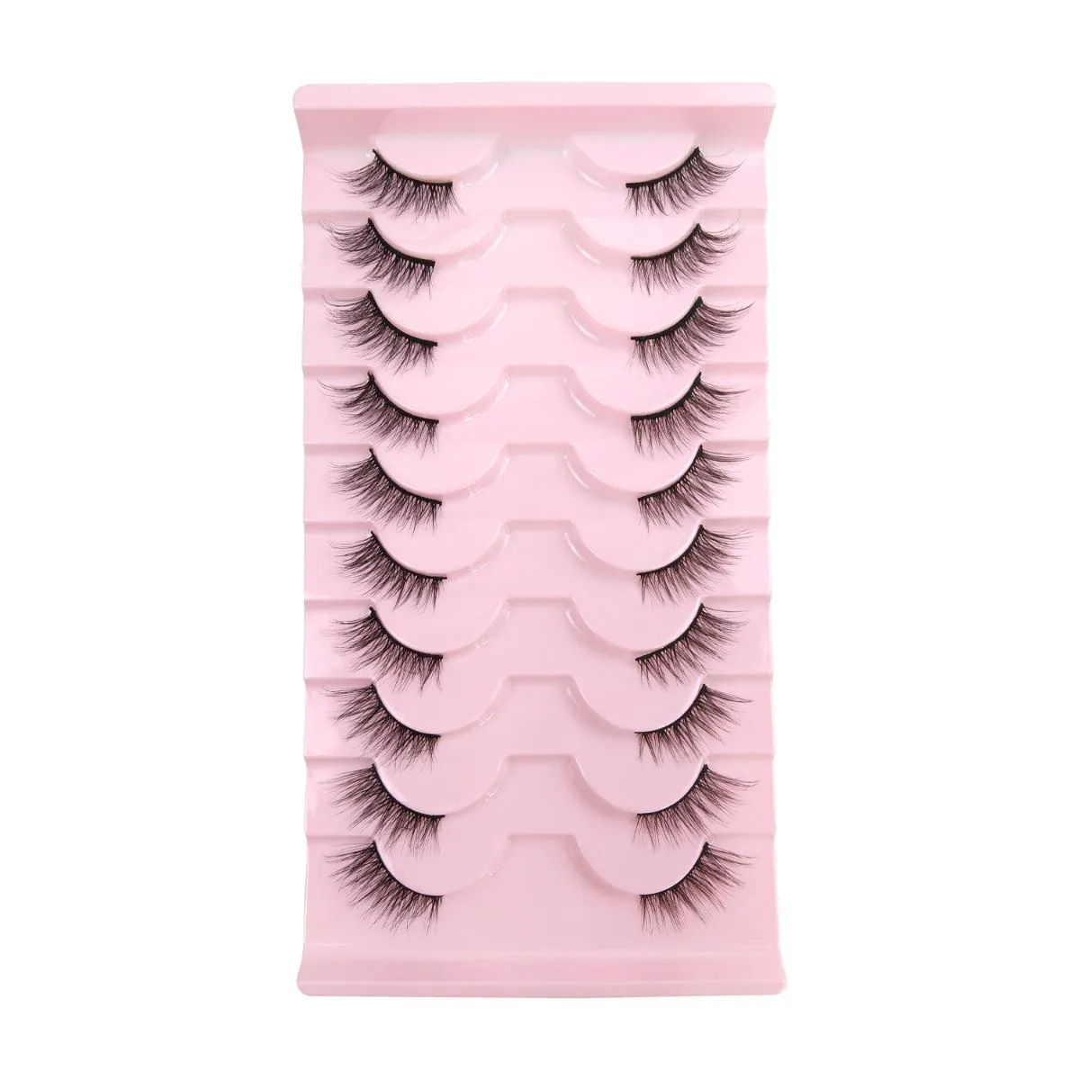 10 Pairs Half Lashes Fox Eye with Thin Black Band – Natural Look Wispy False Eyelashes, Faux Mink Synthetic 3/4 Corner Lashes for Everyday Wear, Reusable